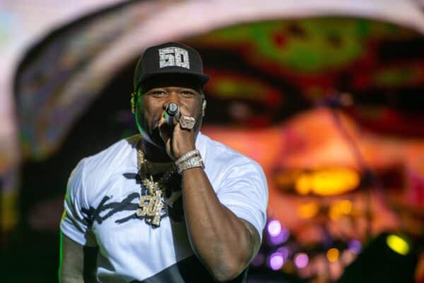 50 Cent performs a hip-hop concert live