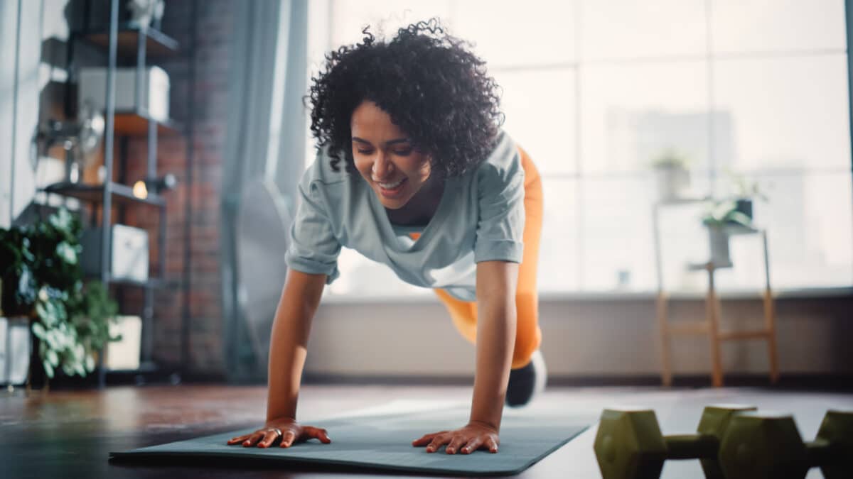 Woman doing yoga and core exercises