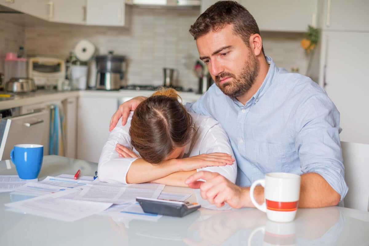 Couple struggling with bills