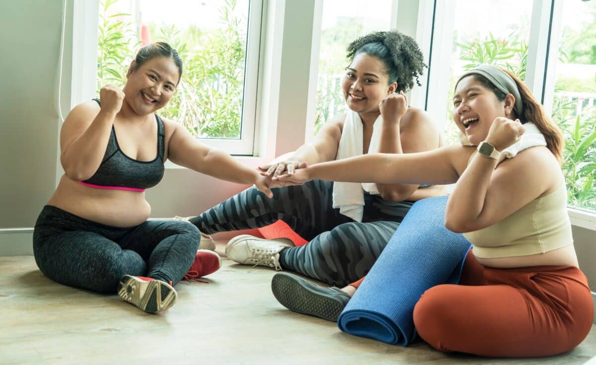 Overweight women exercising for weight loss