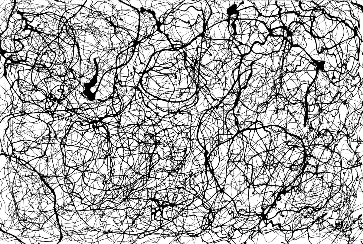 Example of pour-painting created by an adult during the Dripfest experiments.