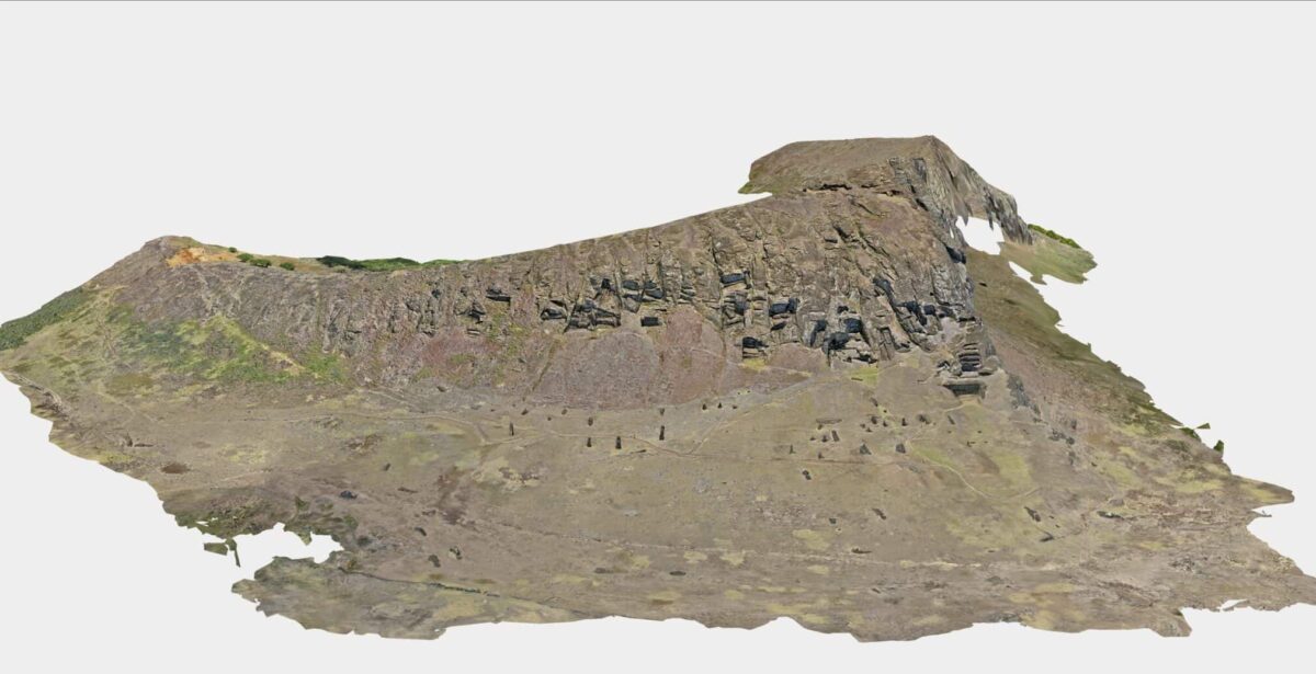 Three-dimensional model of Rano Raraku quarry produced through Structure-from-Motion photogrammetry.