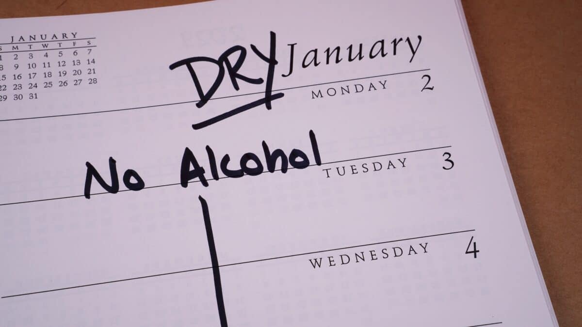 Dry January marked on a calendar