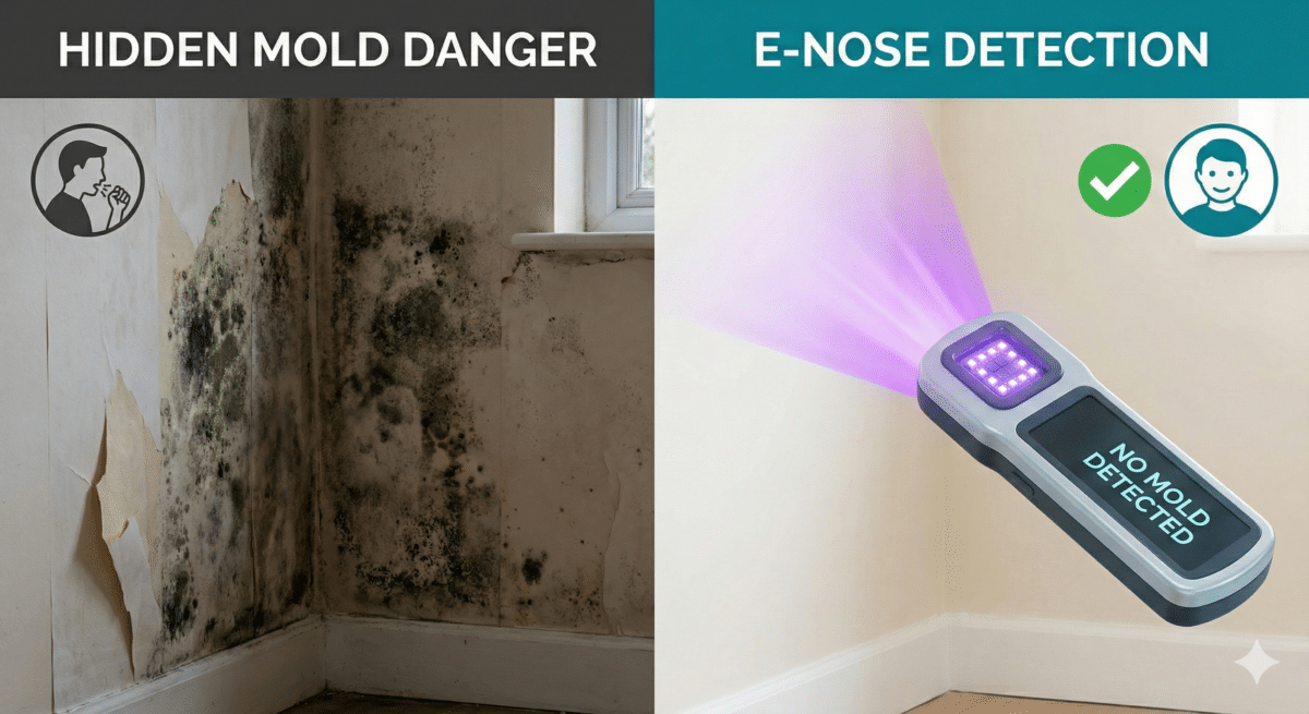 AI-generated illustration of electronic nose for mold detection.