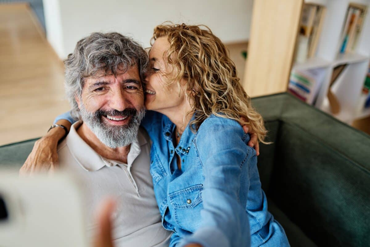 Older couple in love, kissing