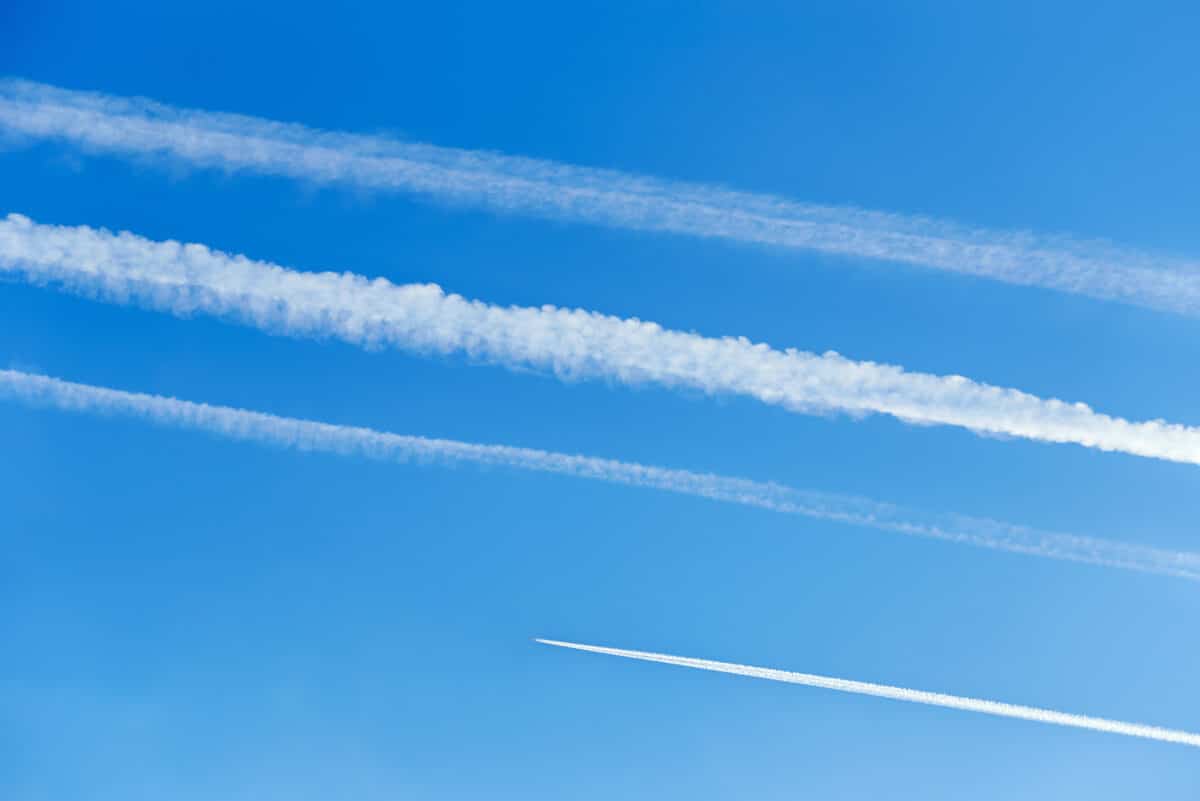 Contrails in sky