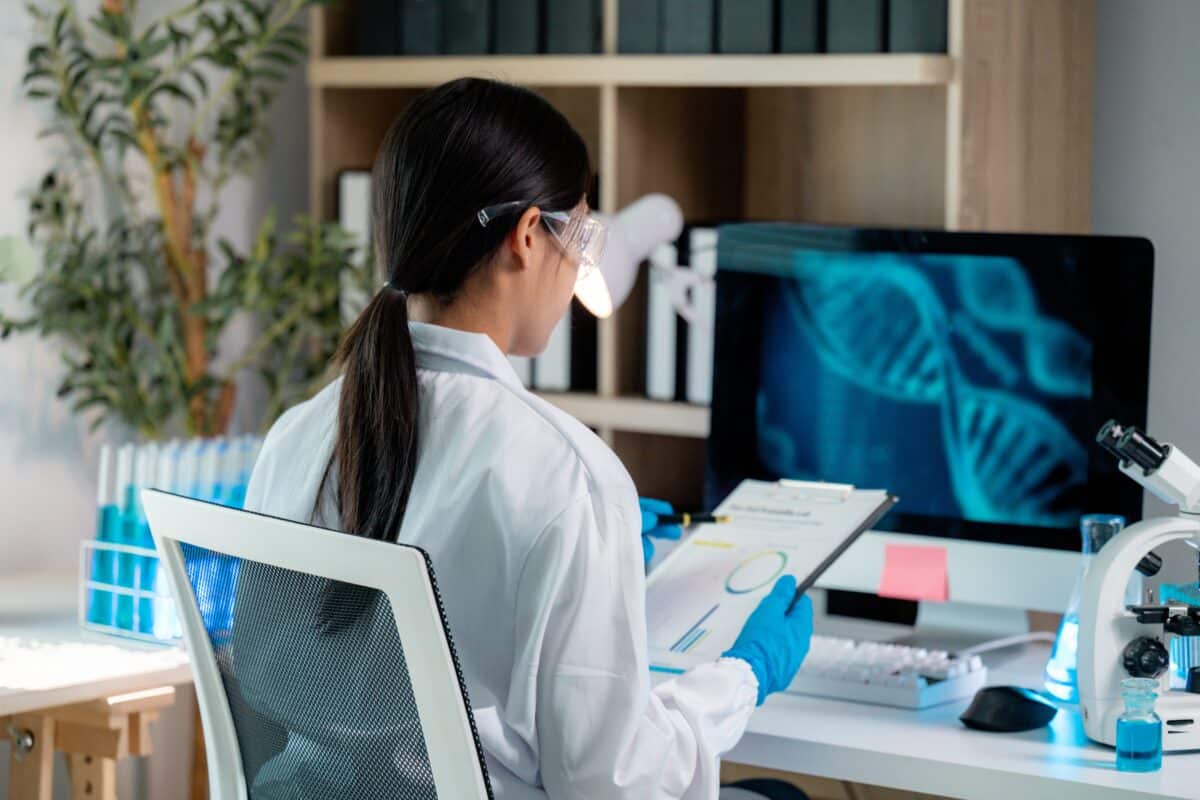 scientist on computer