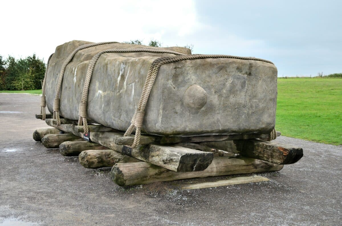 This model demonstrates how the stones may have been transported at Stonehenge.