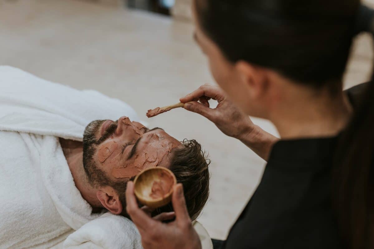 Man,Getting,Spa,Facial,Mask,,Self-care,Photo