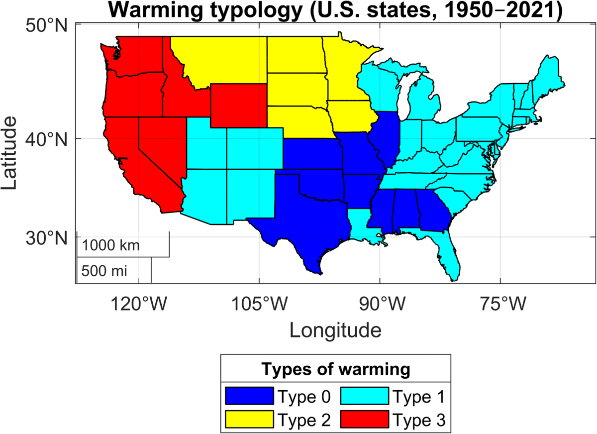 Types of warming across U.S.