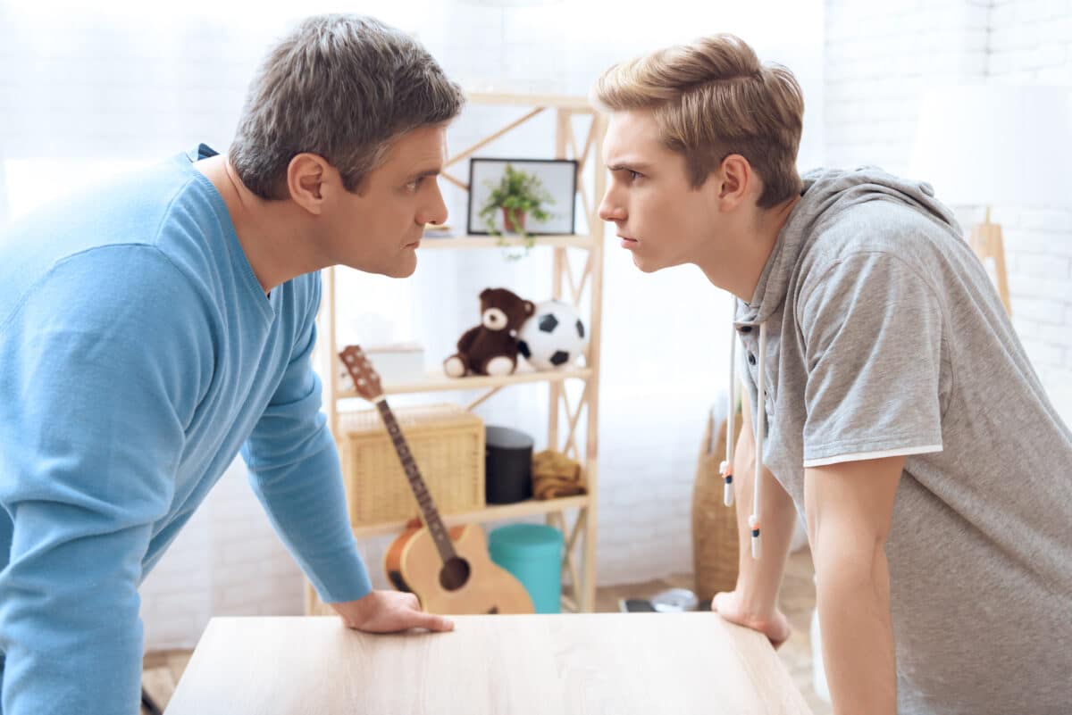 angry dad and son