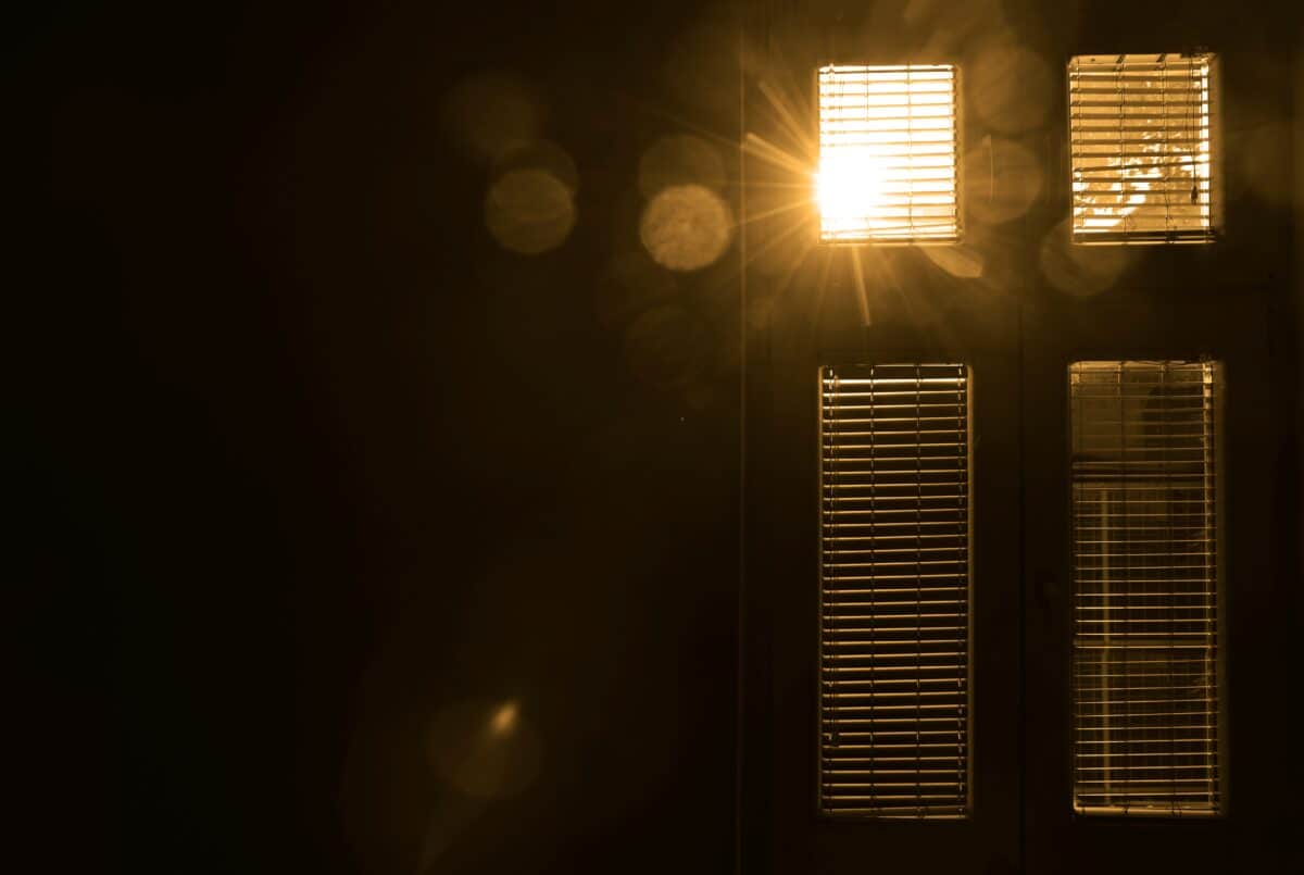 Sunlight,With,Bokeh,Behind,Vertical,Blinds.,Office,Blinds.,Modern,Metal