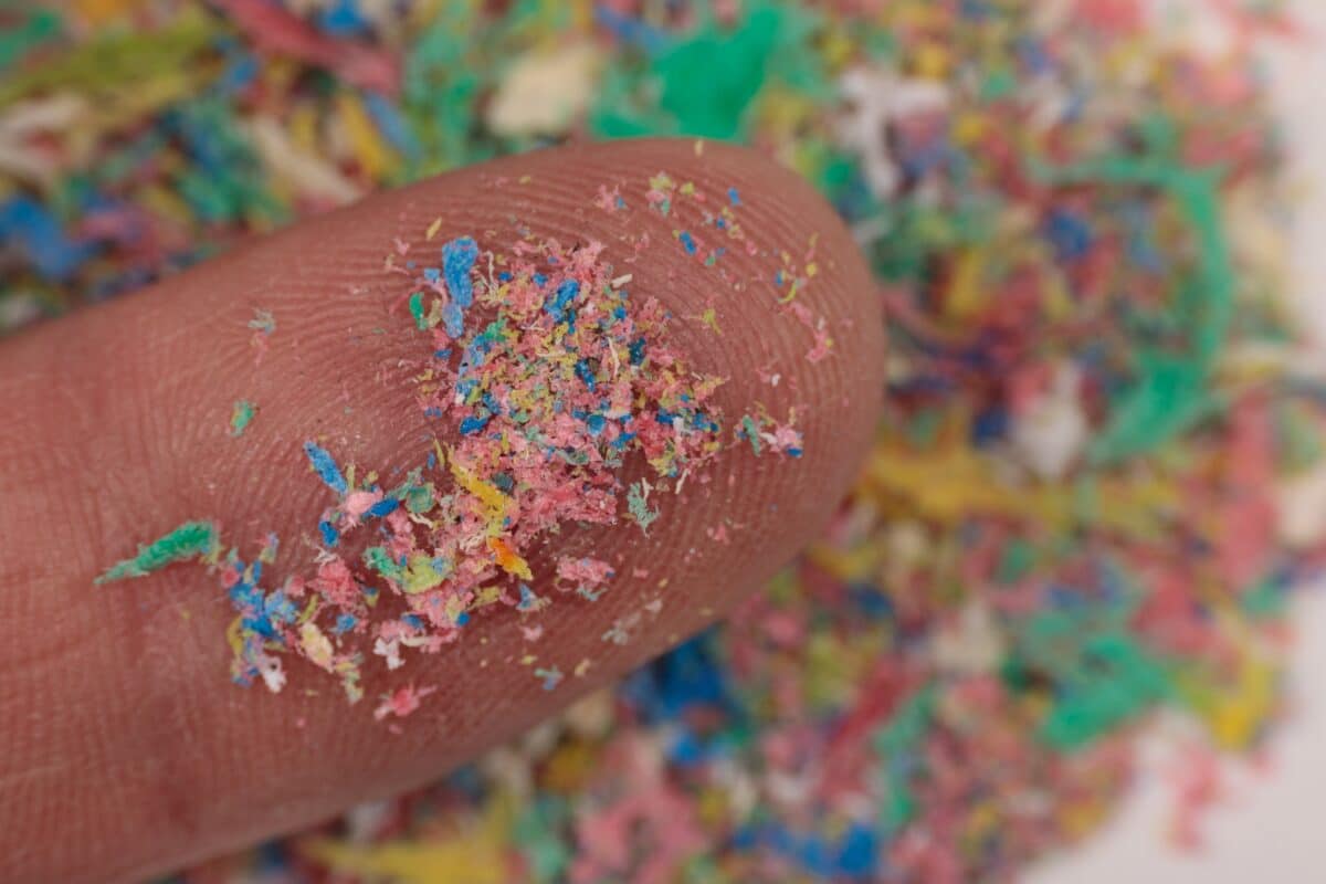 Finger,Close-up,With,Traces,Of,Plastic,And,Microplastic,,Environmental,Pollutant.