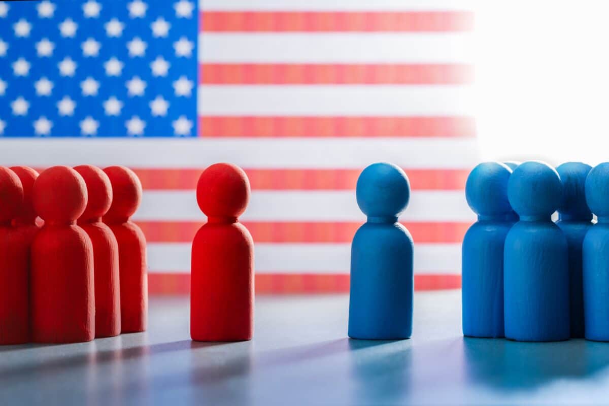 Concept,Of,Political,Confrontation,Between,American,Political,Parties.,Divided,American