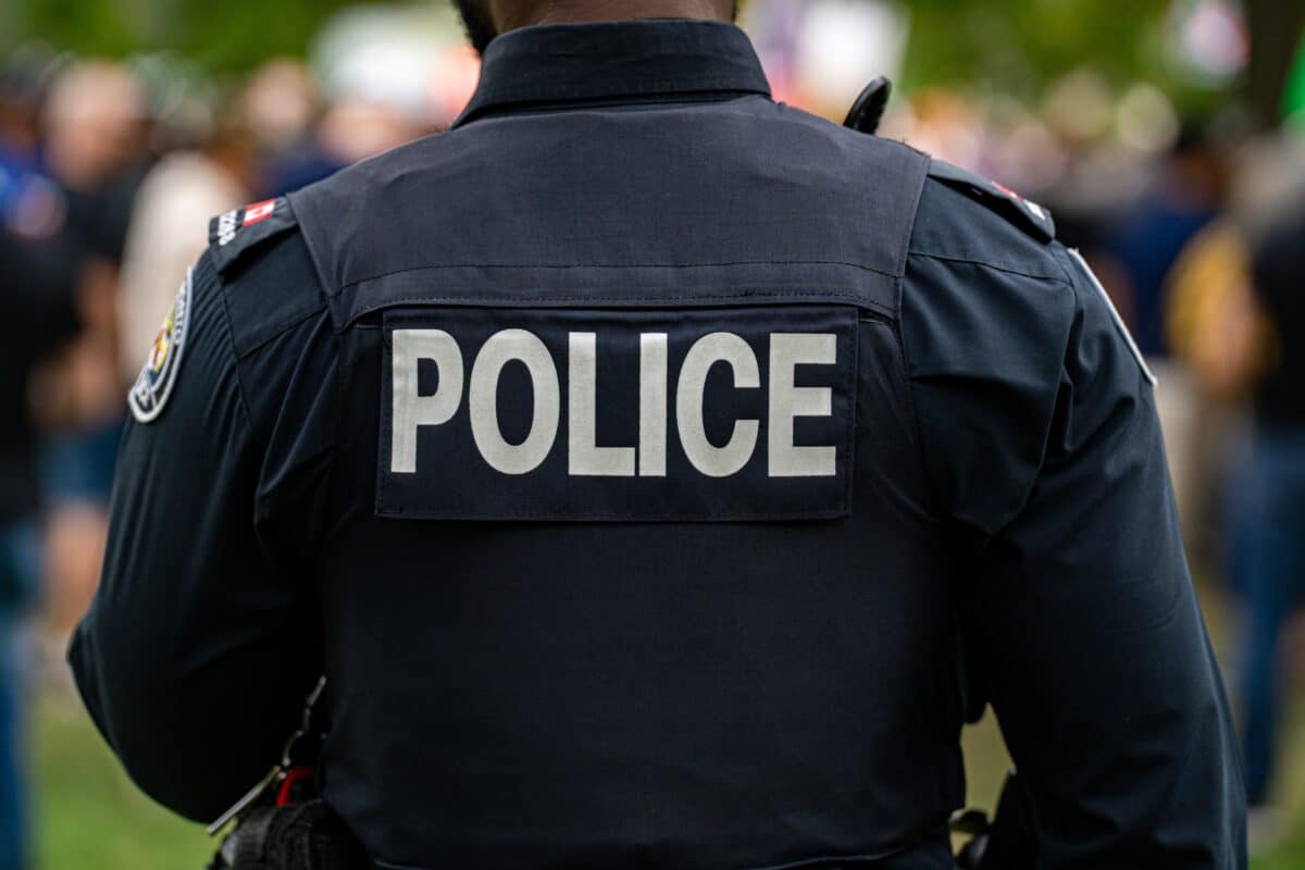 Back,View,Of,Police,Uniform,With,Label.
