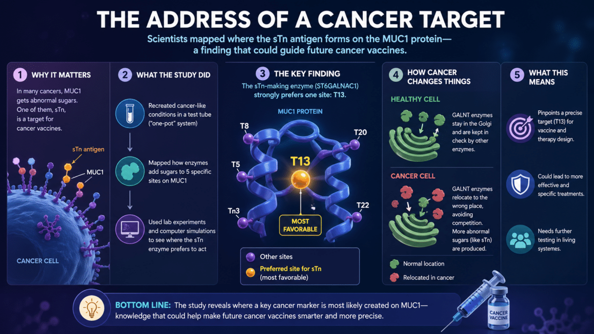 Cancer cell and vaccine target study infographic