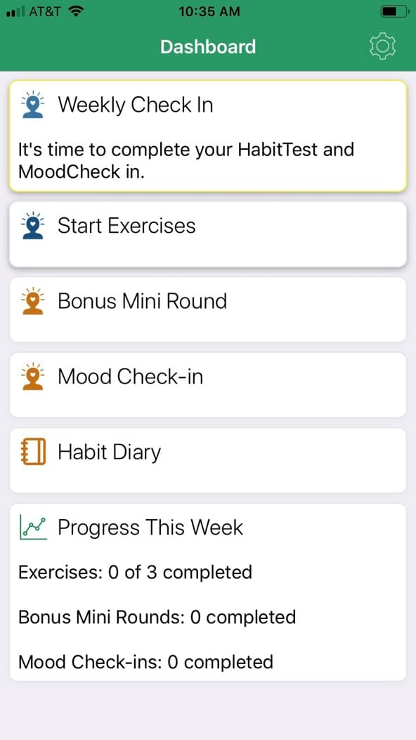 The dashboard of the HabitWorks app