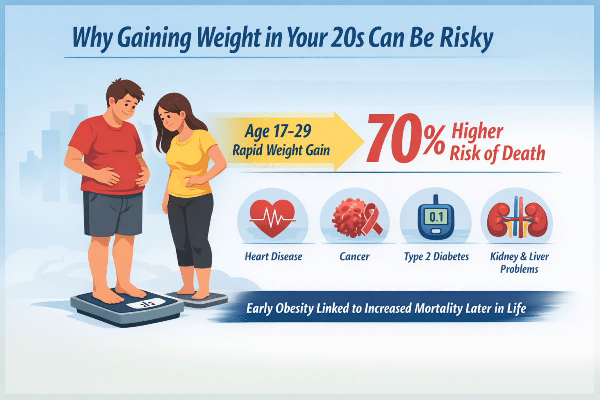 Health risks of weight gain in 20s