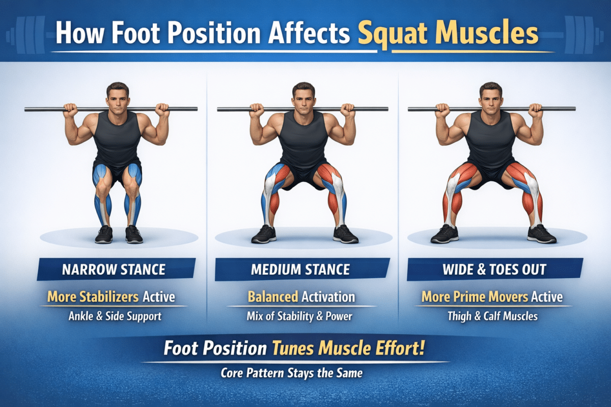 How foot position affects squat muscles
