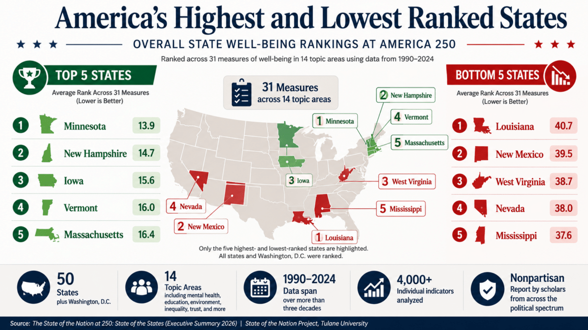 A look at the top 5 and bottom 5 in the 2026 State of the States Report