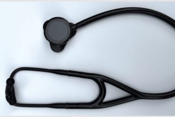 The AI-enabled digital stethoscope (Core 500; EKO Health Inc) used in the present prospective observational study conducted at the North Carolina State University College of Veterinary Medicine from August 1, 2025, through December 31, 2025. Cardiac auscultation was performed by a veterinary cardiologist, cardiology resident, and clinical year student on 54 dogs and 51 cats. The device interfaces with a smartphone application to perform cardiac auscultation and generate real-time AI-assisted interpretations of murmur presence and cardiac rhythm at each auscultation site; the device and application are designed for use in humans.