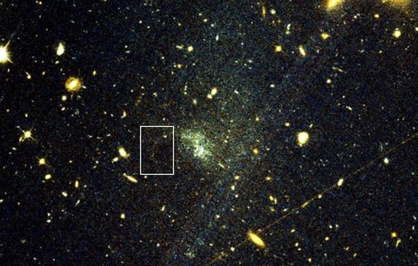 Hubble Space Telescope image showing the globular cluster stellar stream.