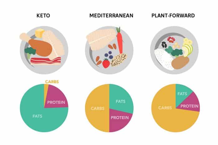 Diagram of carbs in each type of low fat diet