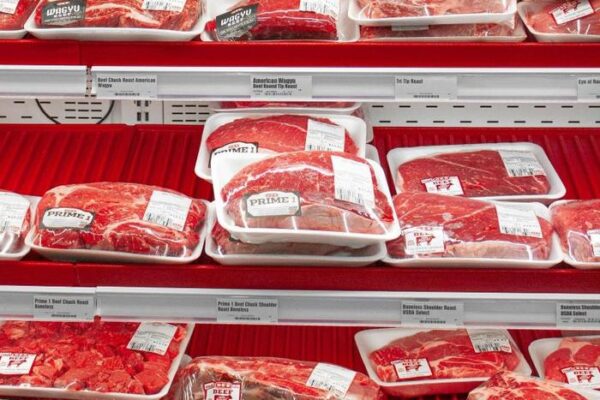 pic of premium red meats on shelves in a supermarket