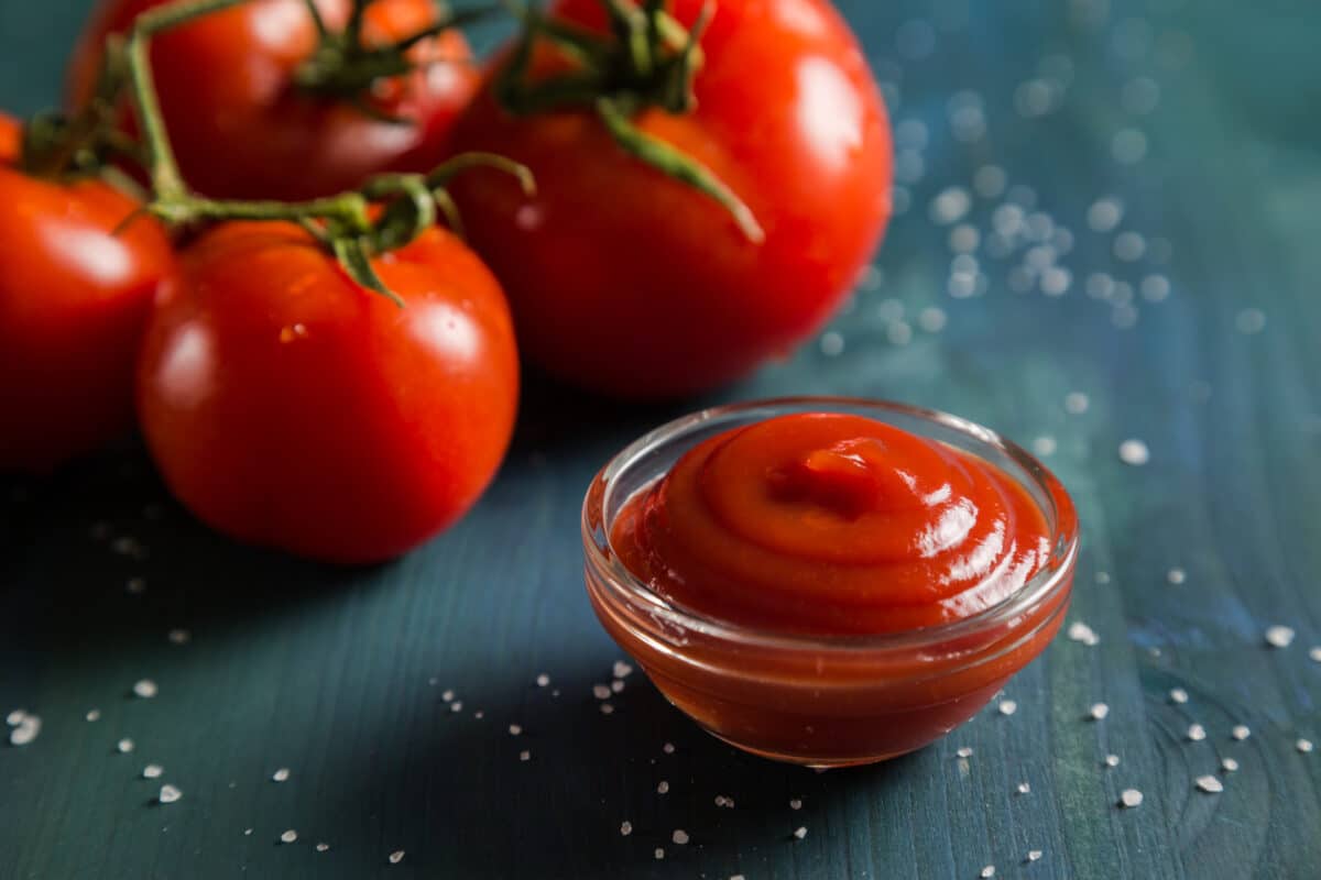 Portion of tomato ketchup