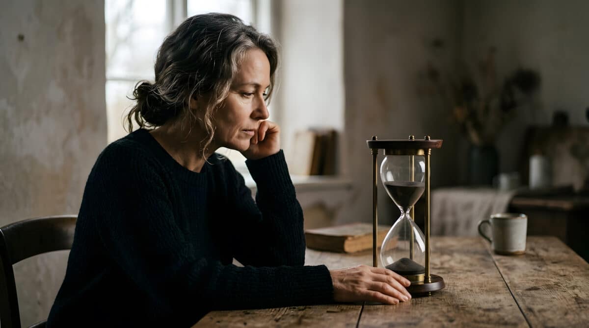 Older woman with hourglass