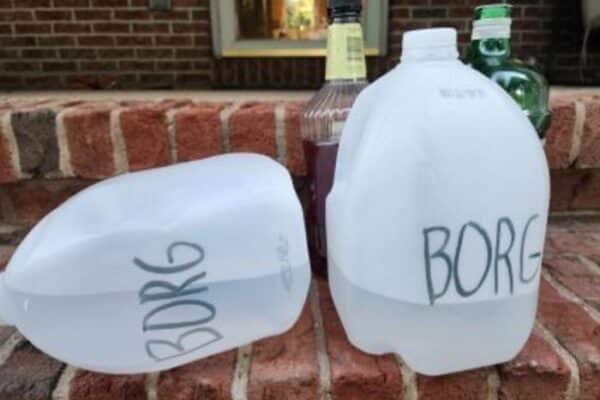 BORGs (blackout rage gallons) on brick steps