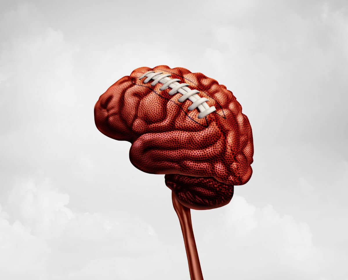A football-themed brain to portray CTE or head injuries for NFL players