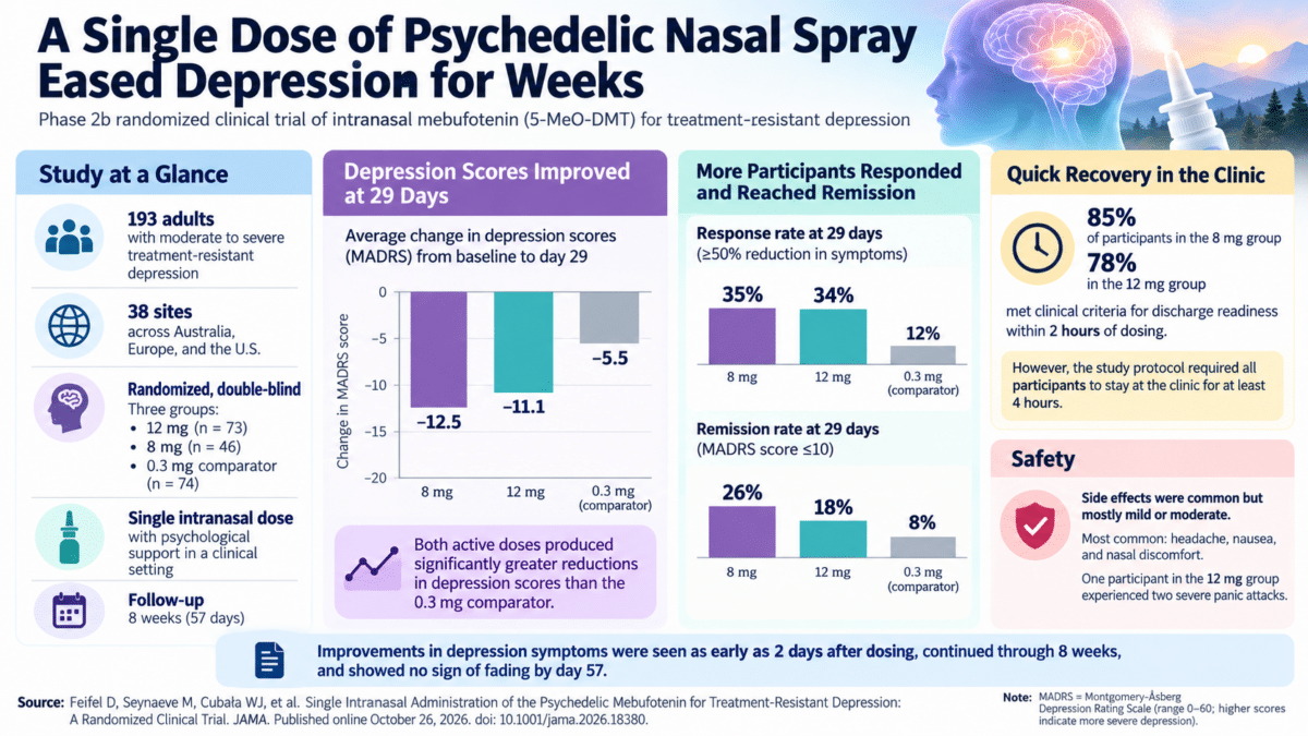 Psychedelic Nasal Spray Depression Trial Infographic