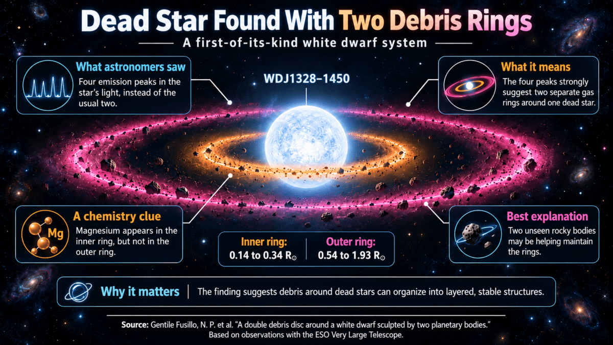 Twin Debris Rings Around a Dead Star